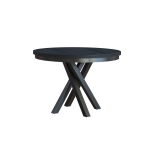 Stół okrągły rozkładany NORDEN 100/138 cm – blat dąb craft biały, czarne metalowe nogi