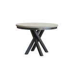 Stół okrągły rozkładany NORDEN 100/138 cm – blat dąb craft biały, czarne metalowe nogi