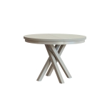 Stół okrągły rozkładany NORDEN 100/138 cm – blat dąb craft biały, czarne metalowe nogi