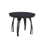 Stół rozkładany okrągły IRVINE 100–138 cm – loftowy design, blat dąb craft biały, czarne metalowe nogi