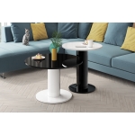 Ława LUMADO 80 cm – Okrągły stolik kawowy z geometryczną nogą | Nowoczesny design