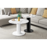 Ława LUMADO 80 cm – Okrągły stolik kawowy z geometryczną nogą | Nowoczesny design