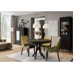 Stół okrągły NERO – loftowy styl, czarna podstawa, nowoczesny design, fi 75–110 cm
