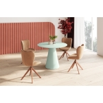 Stół okrągły CALENTO 100 cm – nowoczesny design, aksamitny mat, unikalna noga
