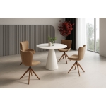 Stół okrągły CALENTO 100 cm – nowoczesny design, aksamitny mat, unikalna noga