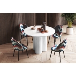 Stół okrągły RAVERO – nowoczesny design, średnica 100 cm, 3 kolumnowe nogi