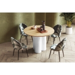 Stół okrągły RAVERO – nowoczesny design, średnica 100 cm, 3 kolumnowe nogi