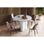 Stół okrągły RAVERO – nowoczesny design, średnica 100 cm, 3 kolumnowe nogi
