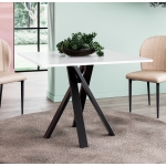 Stół kwadratowy TAVIO – 80x80, 90x90 cm, 10 kolorów blatu - biały, czarny, kaszmirowy, marmur, dąb naturalny, nowoczesna podstawa