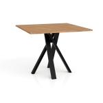 Nowoczesny, minimalistyczny stół kwadratowy IVO 90x90 dąb craft złoty z nogami czarnymi pająk