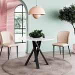 Stół okrągły IVO 110 cm - biały blat, czarne nogi, nowoczesny design