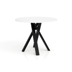 Stół okrągły IVO 110 cm - biały blat, czarne nogi, nowoczesny design
