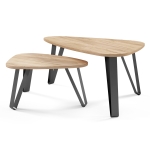 Zestaw stolików kawowych LOVIA – nowoczesny design, trójkątne blaty, styl loft