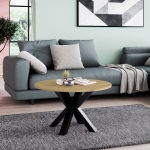 Stolik kawowy Noe okrągły fi 90 cm dąb artisan, nogi w kolorze czarnym