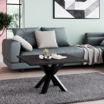 Stolik kawowy Noe 80x80 cm do salonu z blatem w kolorze czarny marmur z białymi żyłami, nogi w kształcie pająka, styl glamour loft