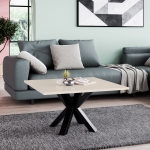 Stolik kawowy Noe 90x90 cm kwadratowy z blatem w kolorze kaszmir i nogami metalowymi pająk