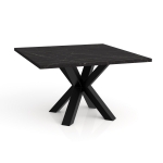 Stolik kawowy Noe 80x80 cm do salonu z blatem w kolorze czarny marmur z białymi żyłami, nogi w kształcie pająka, styl glamour loft