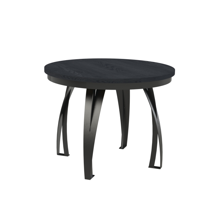 Stół rozkładany okrągły IRVINE 100–138 cm – loftowy design, blat dąb craft biały, czarne metalowe nogi