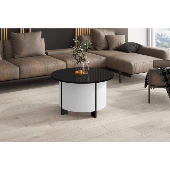 Ława Okrągła ARMONI 80 cm – Nowoczesny Stolik Kawowy z Designerską Podstawą