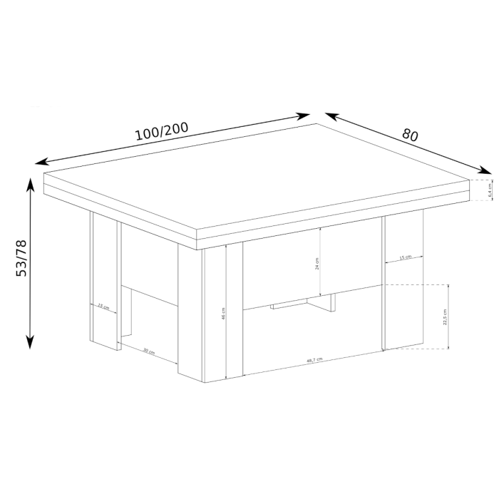 FLARO – ławostół rozkładany 100–200 cm z regulowaną wysokością