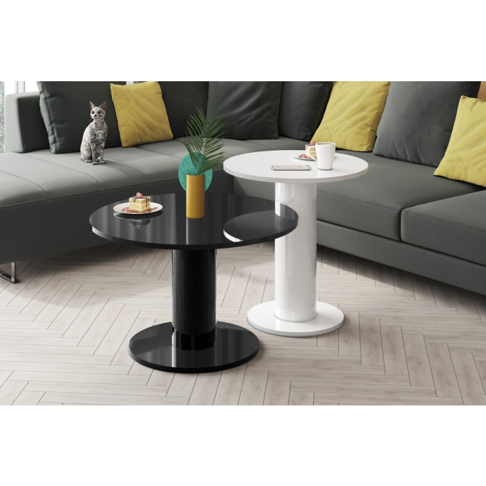 Ława LUMADO 80 cm – Okrągły stolik kawowy z geometryczną nogą | Nowoczesny design