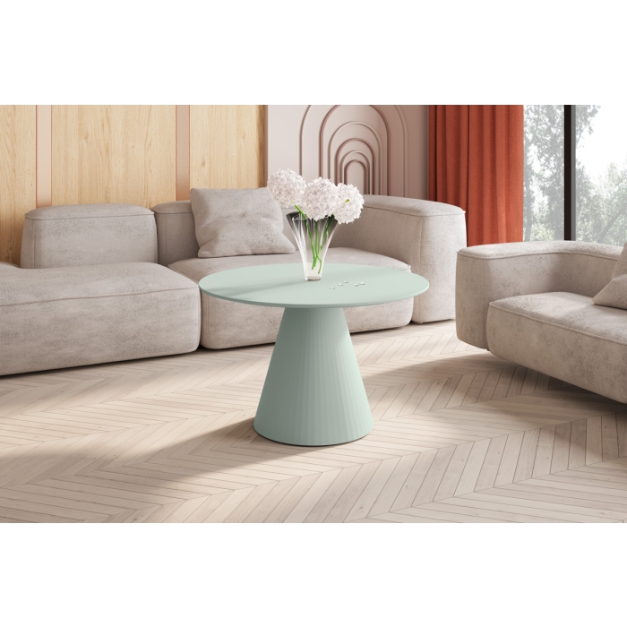 Ława LUNARA 80 cm – Okrągła ława z prążkowaną nogą | Amore Colore