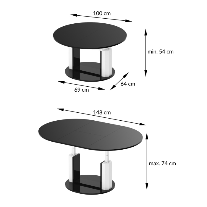 Ławostół rozkładany CALVERO 100 cm – nowoczesny design, funkcja stołu i ławy, wysoki połysk