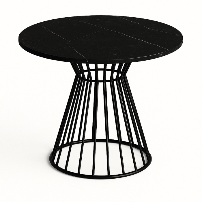 Stół okrągły ARLO – 75, 90, 100, 110 cm, nowoczesna, minimalistyczna podstawa z prętów metalowych, czarna, do salonu, jadalni w 10 kolorach blatu do w