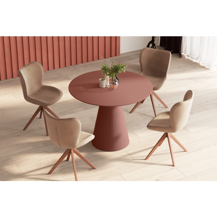 Stół okrągły CALENTO 100 cm – nowoczesny design, aksamitny mat, unikalna noga
