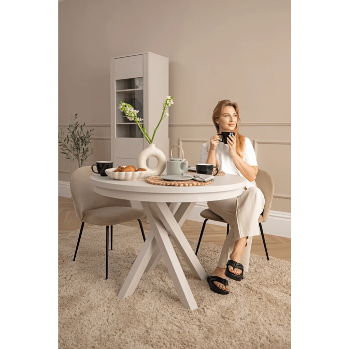 Stół okrągły NERO – loftowy styl, czarna podstawa, nowoczesny design, fi 75–110 cm