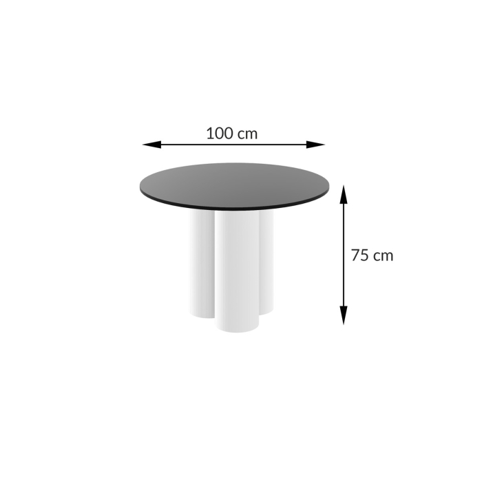 Stół okrągły RAVERO – nowoczesny design, średnica 100 cm, 3 kolumnowe nogi