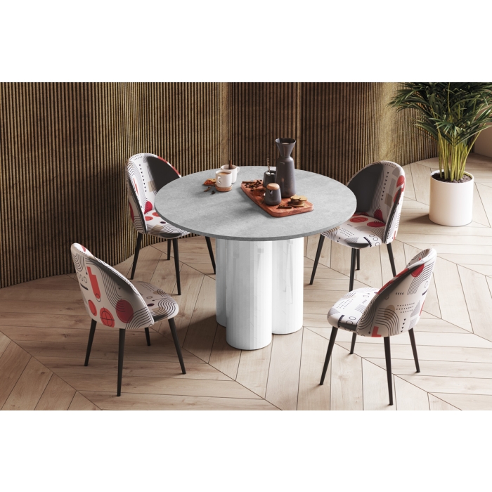 Stół okrągły RAVERO – nowoczesny design, średnica 100 cm, 3 kolumnowe nogi