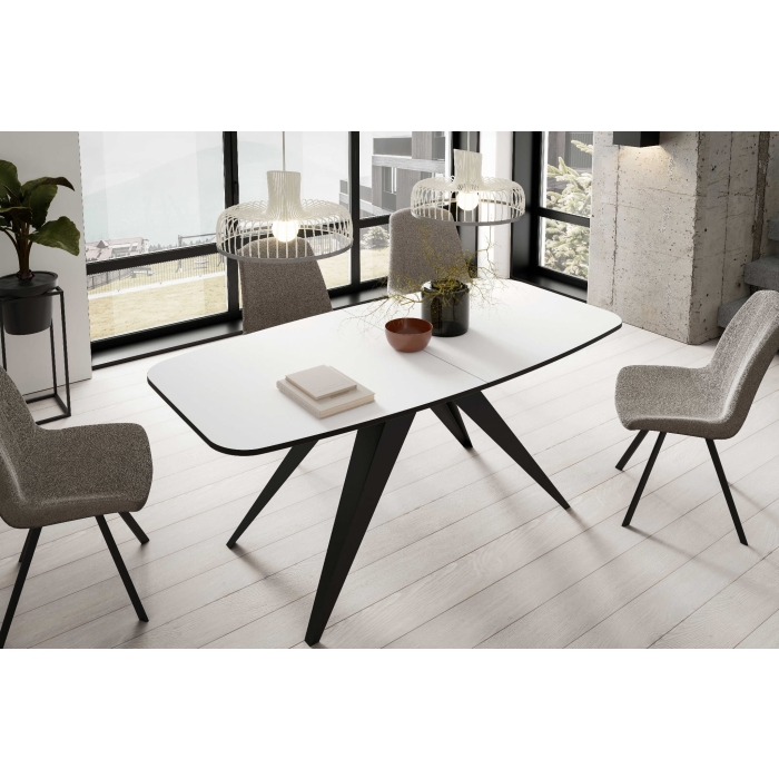 Stół TAVERO – loftowy stół rozkładany owalny 160–198 cm i 180 - 218 cm| Styl industrialny, metalowa podstawa