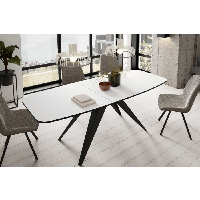 Stół TAVERO – loftowy stół rozkładany owalny 160–198 cm i 180 - 218 cm| Styl industrialny, metalowa podstawa