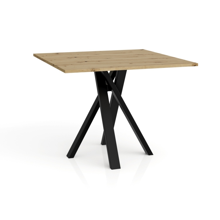 Stół kwadratowy IVO 90x90 w kolorze dąb artisan i czarnymi nogami do salonu, jadalni, kuchni w stylu nowczesnym