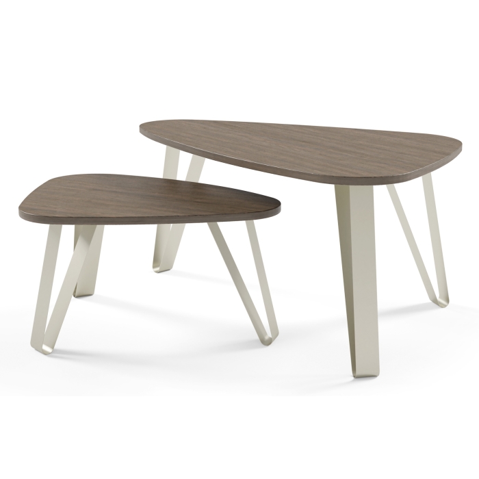 Zestaw stolików kawowych LOVIA – nowoczesny design, trójkątne blaty, styl loft