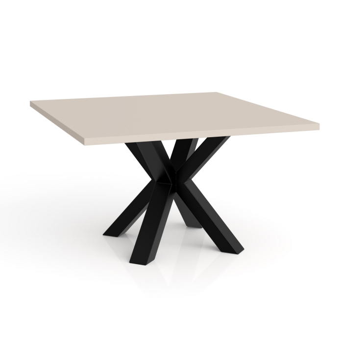 Stolik kawowy Noe 90x90 cm kwadratowy z blatem w kolorze kaszmir i nogami metalowymi pająk