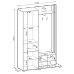 Garderoba z lustrem Nel 131 cm biała/dąb artisan lemelami