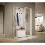 Garderoba z lustrem Nel 131 cm dąb artisan/czarne lamele