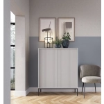 Komoda dwudrzwiowa New Grey 104 cm szara złote uchwyty ryflowane fronty