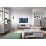 Komoda dwudrzwiowa New Grey 104 cm szara złote uchwyty ryflowane fronty