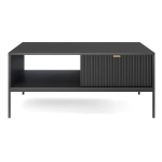 Stolik kawowy z szufladą New Black 104 cm ława czarna z frontem ryflowanym
