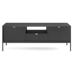 Szafka RTV New Black 154 cm czarna pod telewizor ryflowane fronty