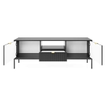 Szafka RTV New Black 154 cm czarna pod telewizor ryflowane fronty