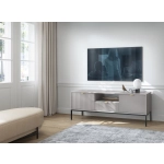 Szafka RTV New Grey 154 cm szara pod telewizor ryflowane fronty
