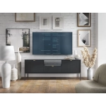 Szafka RTV New Black 154 cm czarna pod telewizor ryflowane fronty