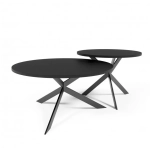 Zestaw stolików 2w1 Cuba to czarny stolik kawowy z okrągłym blatem o średnicy 75 i 58 cm do salonu w nowoczesnym stylu