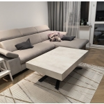 Ławostół SANTI X 120x80 cm – rozkładany do 200 cm, regulacja wysokości 27–76 cm, Dąb Halifax, Marmur, Beton, Hikora, Kaszmir