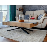 Ławostół SANTI X 120x80 cm – rozkładany do 200 cm, regulacja wysokości 27–76 cm, Dąb Halifax, Marmur, Beton, Hikora, Kaszmir