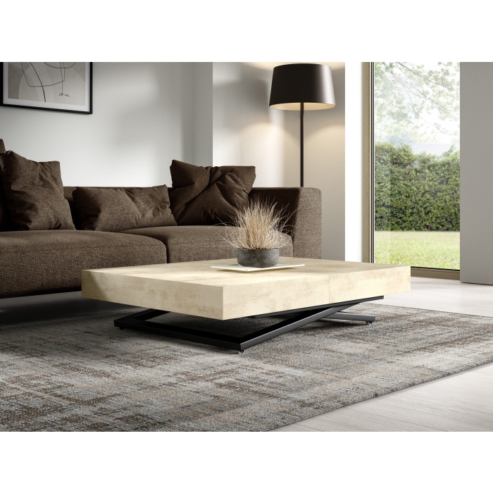 Ławostół SANTI 120x80 to stolik kawowy z regulacją wysokości i stół rozkładany do 200 cm white chromix